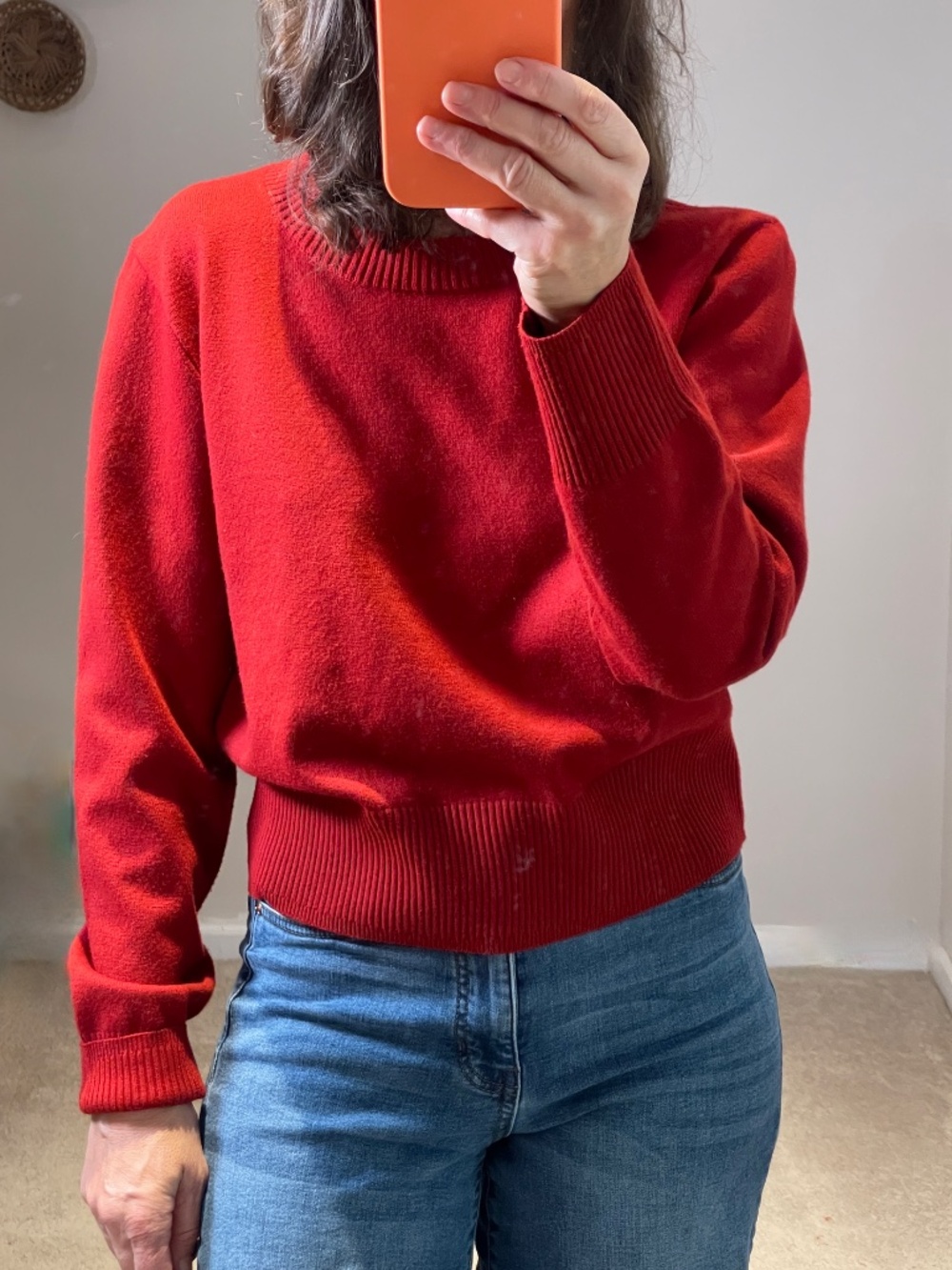 Soft fall/winter deep cranberry red knit sweater women L